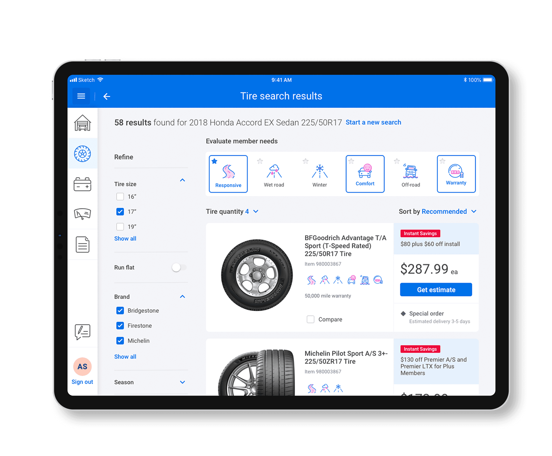 Final design — Tire search