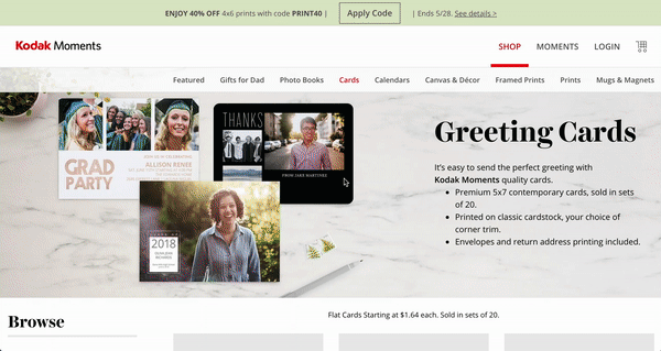 Web experience — greeting card builder and checkout flow